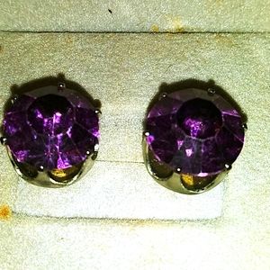 Purple stone siver tone earings